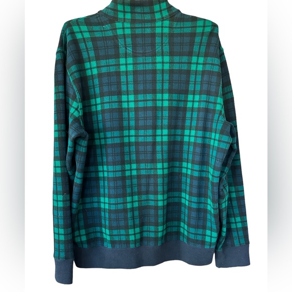 Lands End Men's Plaid 1/4 Zip Cotton Knit Sweater Size XL 46-48 - Picture 2 of 6